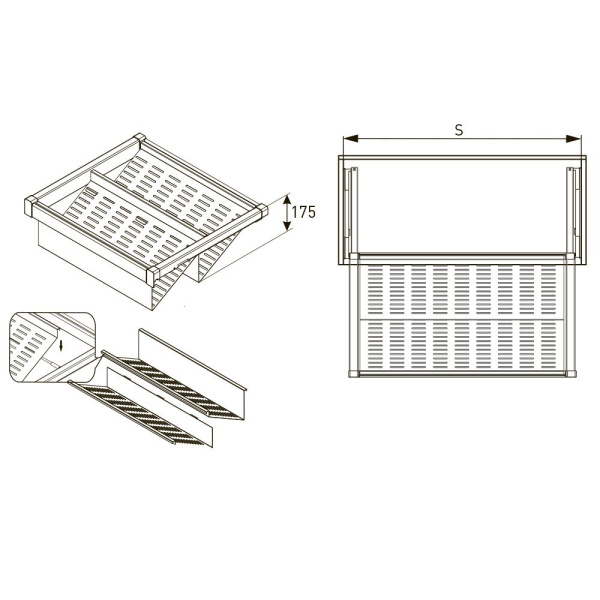 Обувница в шкаф на 600мм, 530х490х175мм, полное выдвижение, с доводчиком, графит