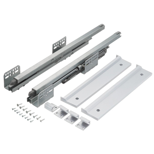 Корзина с органайзером в шкаф на 600мм, 485х560х85мм, полное выдвижение, с доводчиком, белая