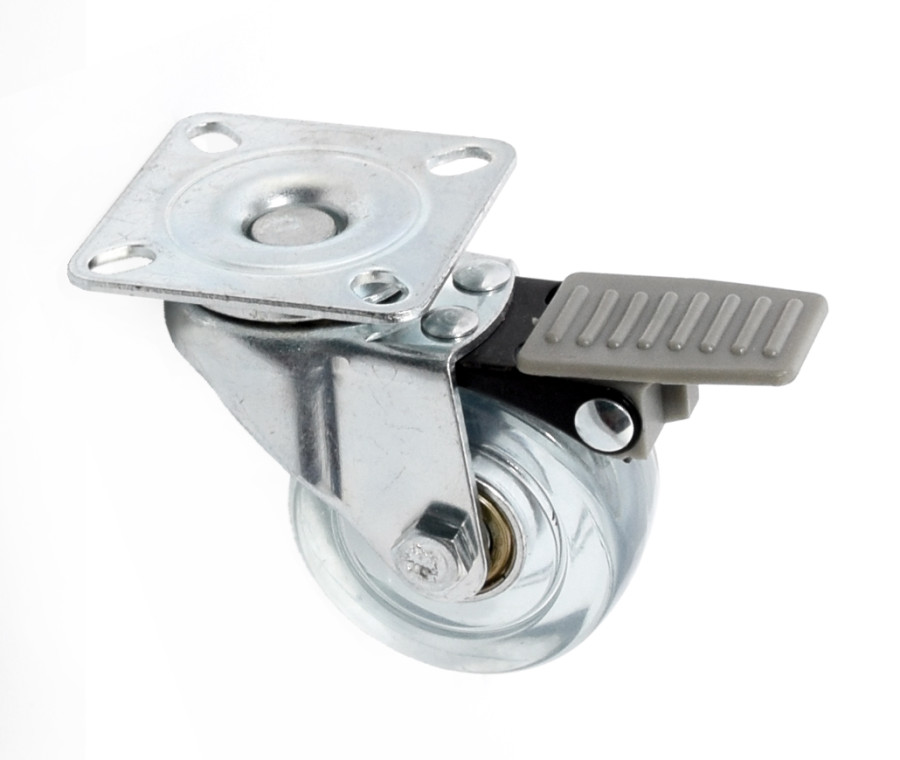 Опора колесная с площадкой, d=50мм, со стопором, прозрачный, до 35кг, h=64мм, CMF