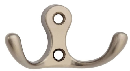 Крючок, 400.01, малый, двухрожковый, матовый никель, CMF