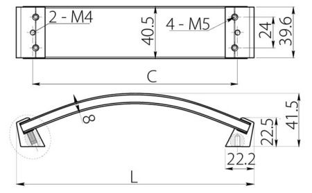 Ручка-скоба, ROSES, 160мм, металл/стекло, черный