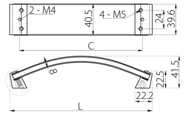 Ручка-скоба, ROSES, 160мм, металл/стекло, черный