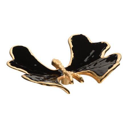 Ручка-кнопка, KELEBEK BIG-60-BLACK PEARL, 73х60х18мм, металл/керамика, глянцевое золото/черный