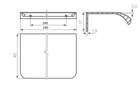 Ручка торцевая, HEXA, 160/190мм, металл, белый матовый, GTV