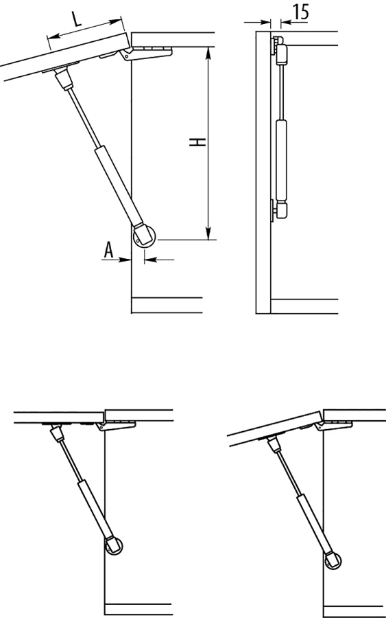 Кронштейн газовый 50N, алюминий, GTV