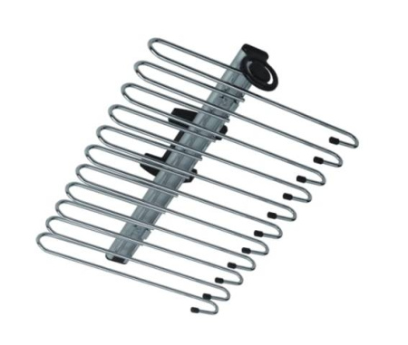 Вешалка для брюк выдвижная, 462х340х105мм, верхний крепеж, частичное выдвижение, алюминий/черный