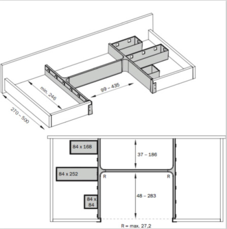Система организации для установки в П-образный ящик под мойкой, шириной до 435мм