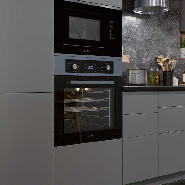 Духовой шкаф EDM 071 IX, 60 см, стекло/нерж. сталь, черный/нерж. сталь, Lex