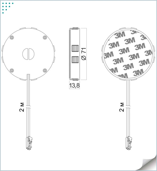 Встраиваемая беспроводная Qi, 12В/2А/15Вт, вход 12В, Ø73мм, белый, под столешницу, GLS