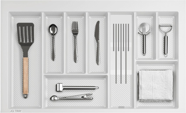 Вкладыш для ножей в лоток TRAY, 98х395х42мм, в шкаф от 500мм, белый, AQ