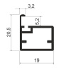 MZ07 Алюминиевый профиль для стекла, 19х20,6мм, L=6000мм, черный браш
