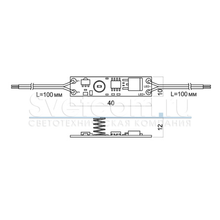 Выключатель на касание с диммером, в профиль, с проводами, 12-24В/5А, 42х10х12 мм, DPs-3W