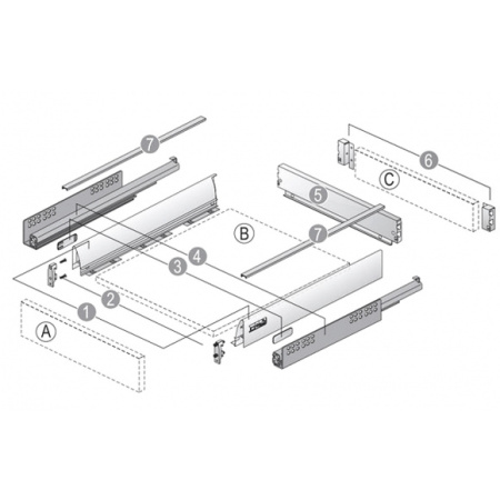 Комплект ящика InnoTech Atira полного выдв Silent System, H70, NL470, серый