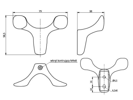Крючок, TOLEDO B, двухрожковый, металл, хром, GTV