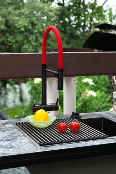 Ролл-мат для мойки с силиконом ROLL-03-IN, нержавеющая сталь/черный