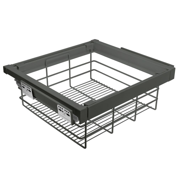 Корзина для белья в шкаф на 600мм, 490х520х210мм, полное выдвижение, с доводчиком, графит