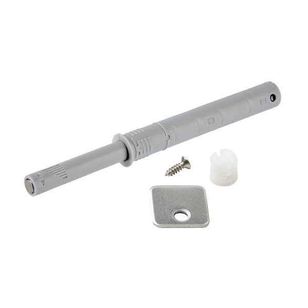 Толкатель Push Open с магнитом, врезной, пластик+нерж.сталь, серый, Lemax