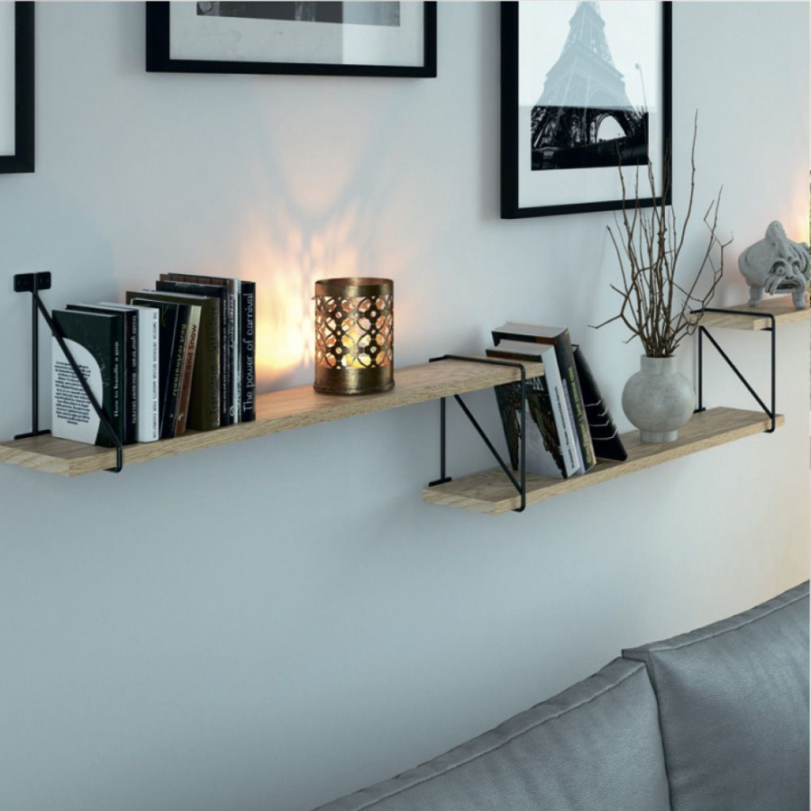 Полкодержатель BAR, 200х160мм, 40кг на пару, черный матовый, GTV