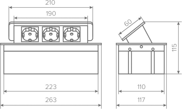 Горизонтальная, 3хEURO, полуавтомат, белый, 263х117х65мм, металл/пластик, AQ