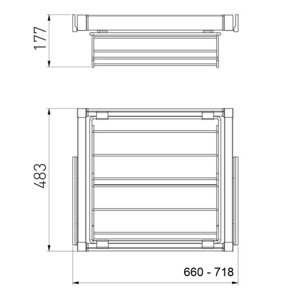 Обувница в шкаф на 700мм, 630х490х160мм, полное выдвижение, с доводчиком, графит