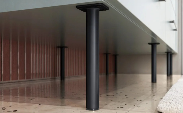 Опора нерегулируемая, d=25мм, h=180мм, сталь/пластик, черный матовый, GTV