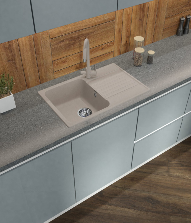 Мойка ЭкоМ 7448, 740х480мм, кварц, песочный (без сифона)