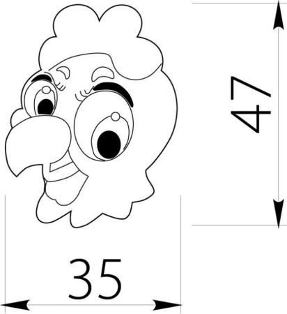 Ручка UM-KID-O, 47х35х22мм, резина, "петушок", GTV