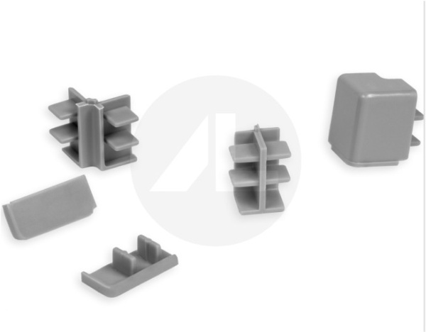 К-т заглушек для плинтуса прямоугольного, серый (угол внутренний, внешний, соед. элем, 2 заглушки)