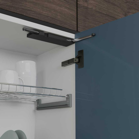 Механизм открытия фасада от нажатия JET TOUCH Mini, усиленный, нагрузка до 20кг, самозакр., чёрный