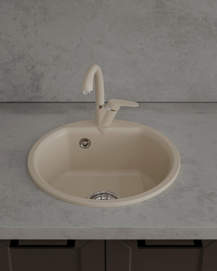 Мойка ЭкоМ М-435, d=435мм, мрамор, бежевый (без сифона)