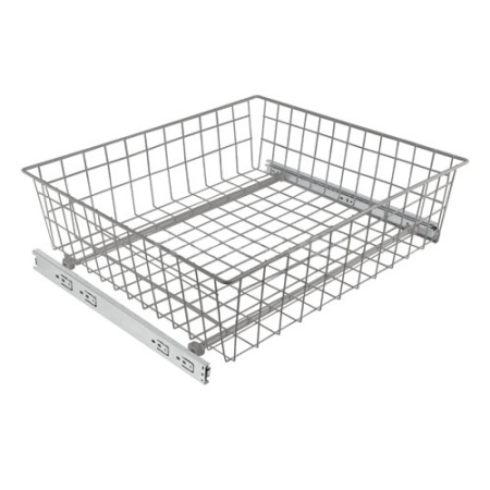 Решетчатая выдвижная емкость, 535х475х150мм, шариковые направляющие, серебро