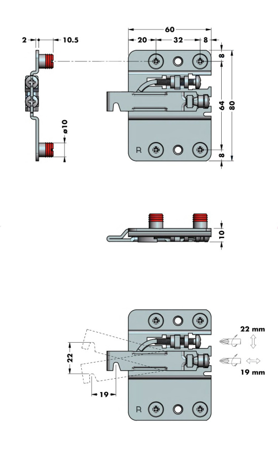 Навес для шкафа Kalmar, нагрузка 200кг на пару, навес 60х80мм, антрацит, HISSEN