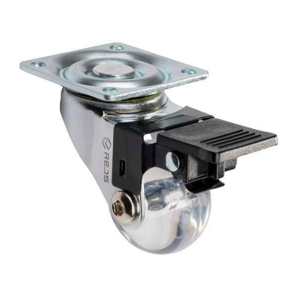 Опора колесная с площадкой, d=35мм, со стопором, прозрачный, 30кг/шт, Rejs