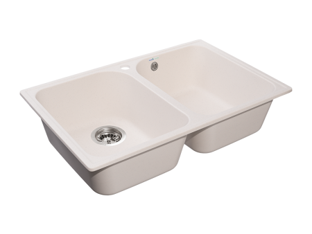 Мойка GranFest QUARZ 15, 737х478 мм, белый (прямоугольная, 2 чаши, без сифона)