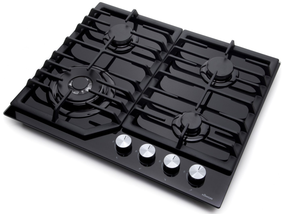 Варочная панель газовая Blaze 604 BKGW, 60см, черное стекло, Konigin