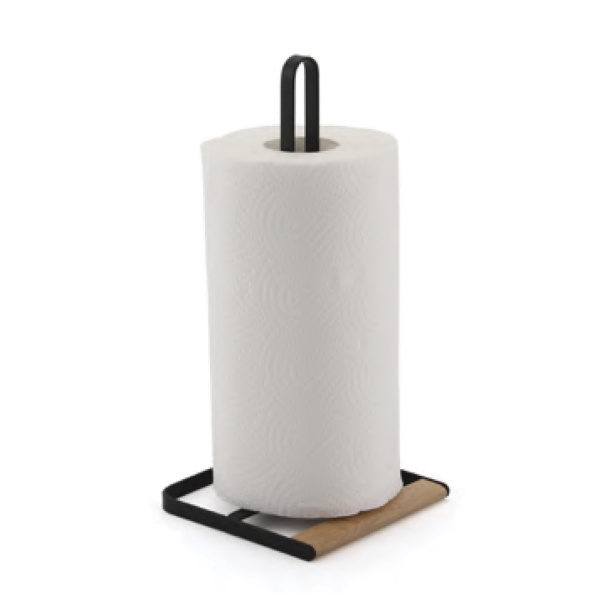 Держатель бумажных полотенец, 130х130х280мм, металл/дерево, черный матовый