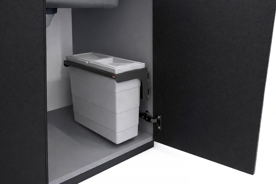 Контейнер для мусора SLIM PUSH c крышкой, 12л, 200х310х370мм, в шкаф 300мм, металл/пластик, св-серый