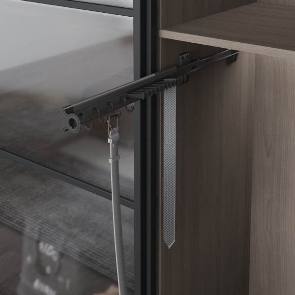 Держатель для ремней и галстуков выдвижной, 85х460х90мм, левый, алюминий/пластик, антрацит