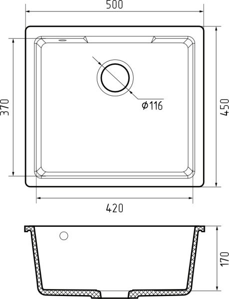 Мойка GranFest URBAN 4550, 450х500 мм, темно-серый