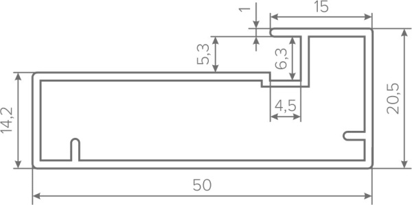 Алюминиевый профиль для фасадов Z-4, 20,5х50мм, L=4000мм, матовое золото, AQ