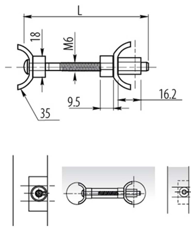 Стяжка для столешниц, 6х150мм, сталь, цинк, GTV
