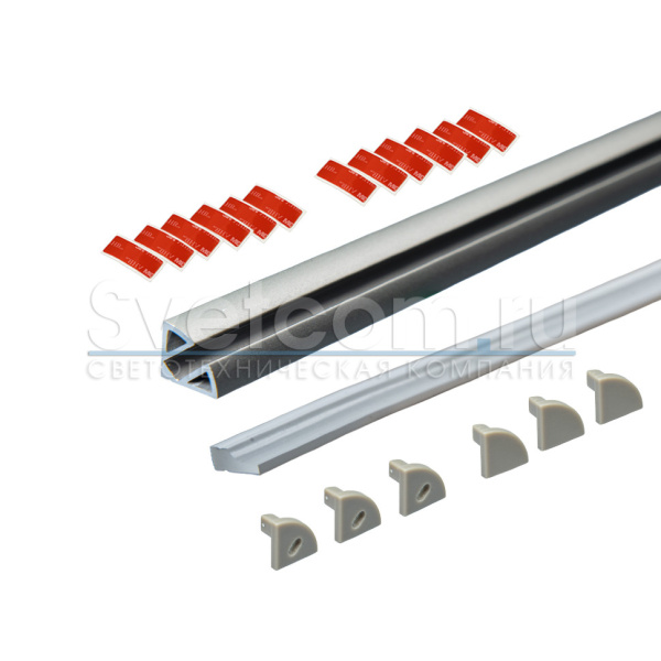 Профиль накладной угловой 12х12х3000мм, лента ≤5мм, шампань (диффузор силик., 3+3 загл.+12 высечек)
