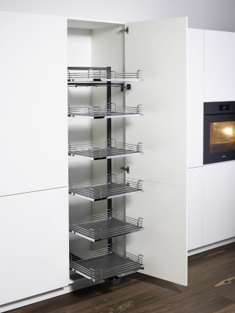 Колонна выкатная Тандем Соло, 6 корзин, 600х500х1800мм, в базу на 600мм, антрацит, Kessebohmer