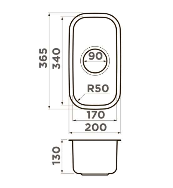 Мойка Omi 20-U-IN, нержавеющая сталь, нержавеющая сталь