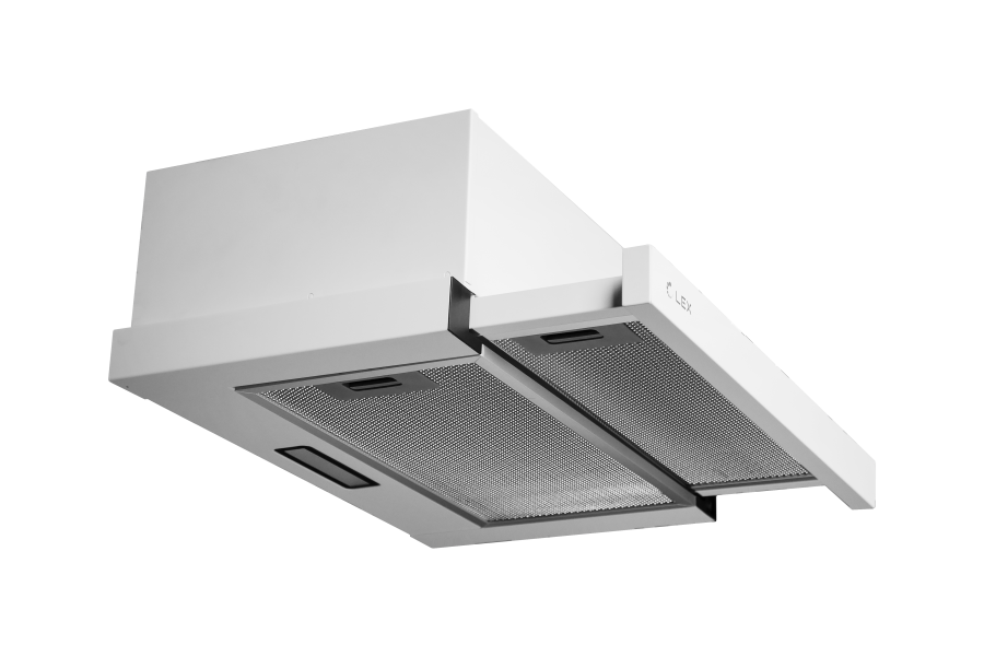 Вытяжка встраиваемая телескопическая HUBBLE G 2M 600 WHITE, 60см, б/угольного фильтра, белый, Lex