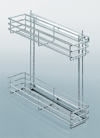 Корзина 200мм, 2 яруса,117(140)х470х420мм, бок. унив, напр. б/довод, б/креп фас, титан, Kessebohmer