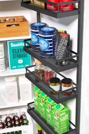 Стеллаж выкатной Тандем Сайд, 4 полки, 600х1100мм, в базу на 600мм, антрацит, Kessebohmer