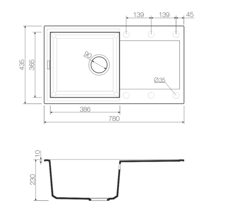 Мойка Sakaime 78-WH, Tetogranit/белый