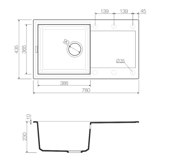 Мойка Sakaime 78-WH, Tetogranit/белый