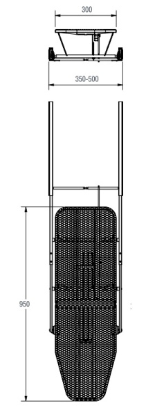 Гладильная доска 350-500х500х80мм, складная, в выдвижной ящик, в шкаф 400мм, белый, Pluse